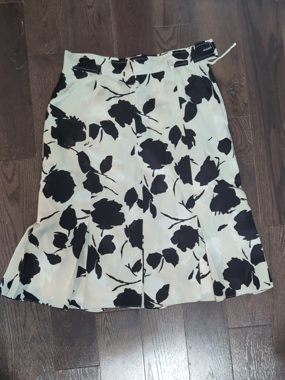 Vintage Black & White Floral A-Line Skirt